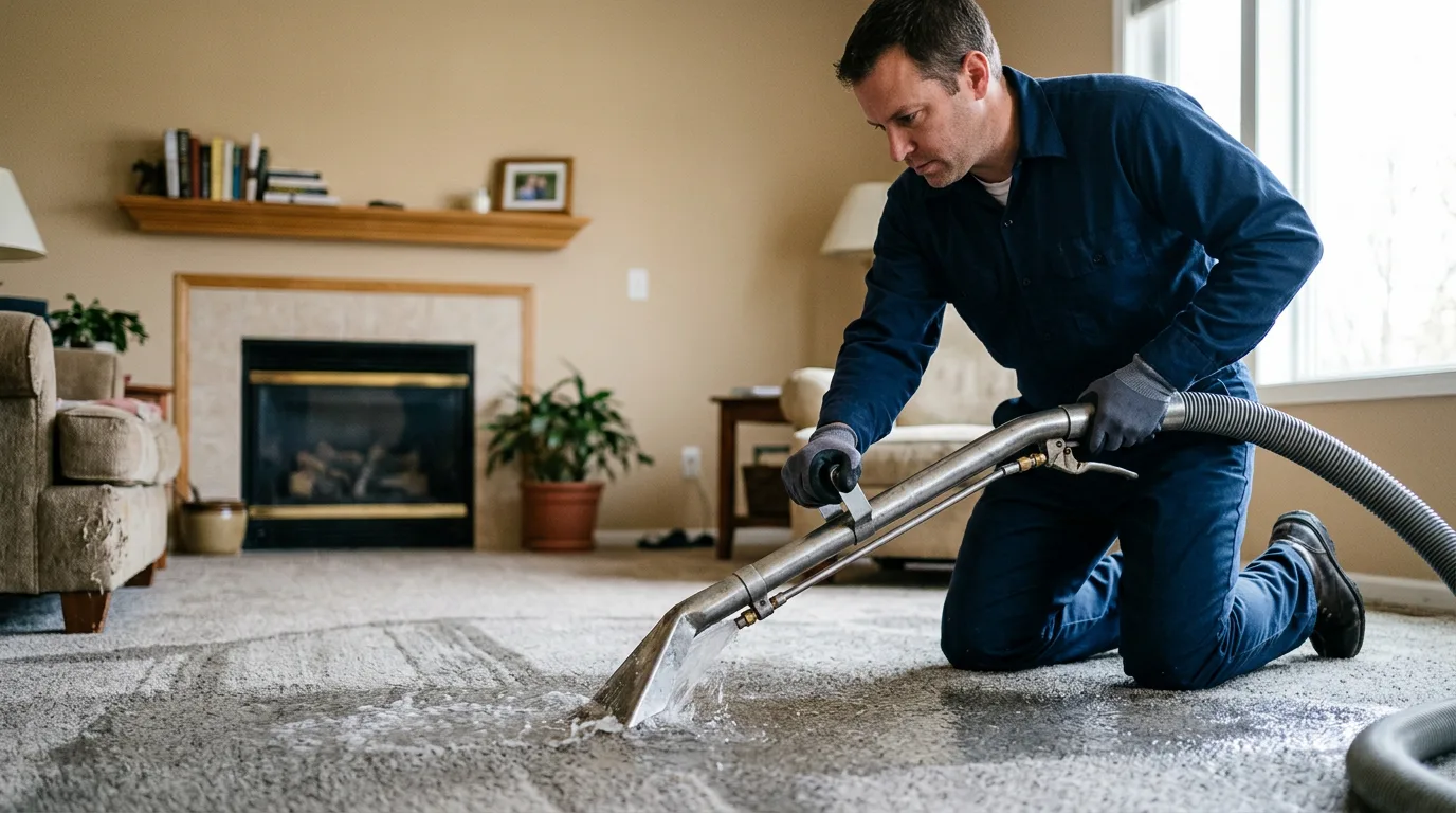 Water damage restoration technician working near Rothschild, WI
